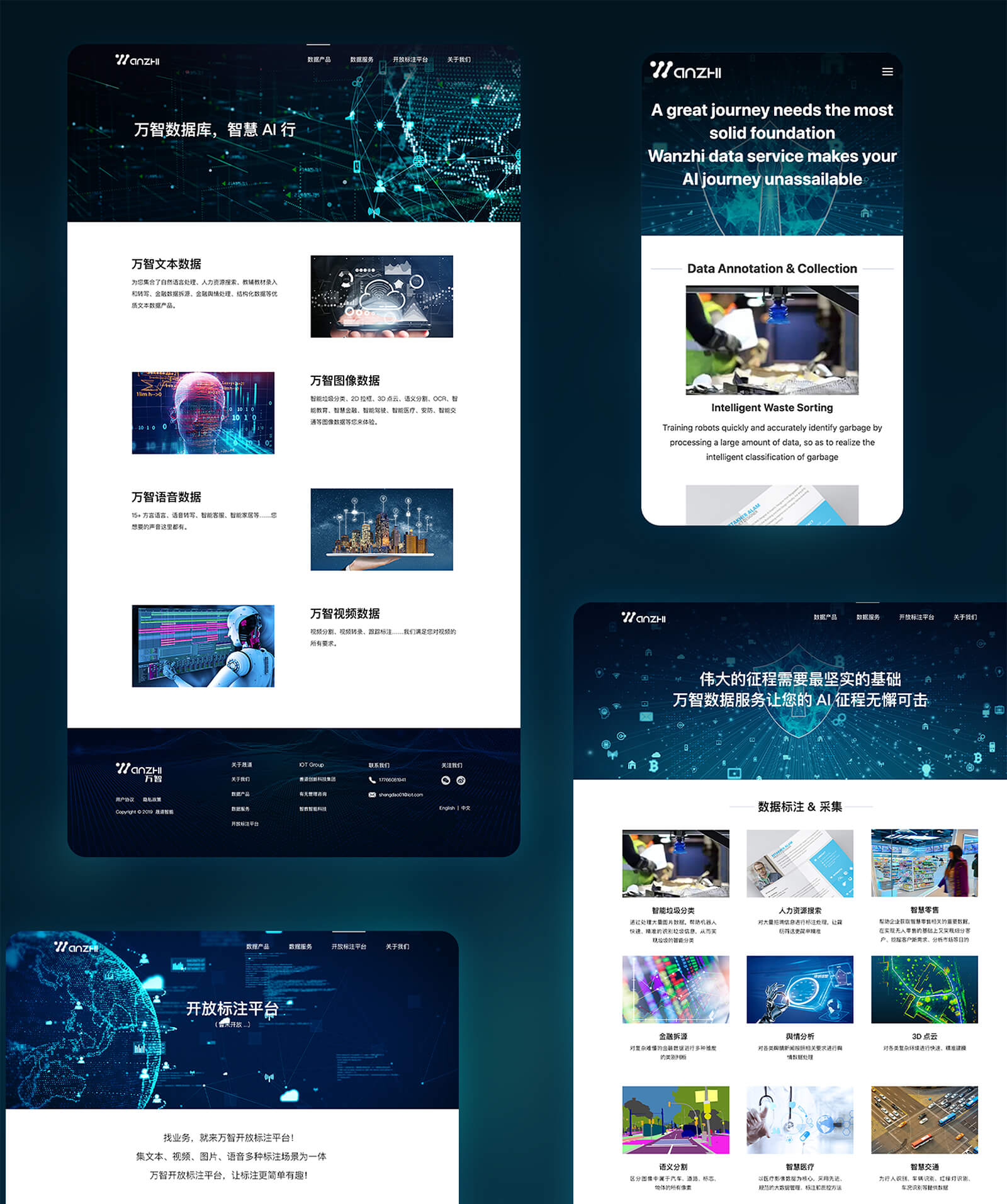intelligent technology web design for product page 人工智能大数据网页设计