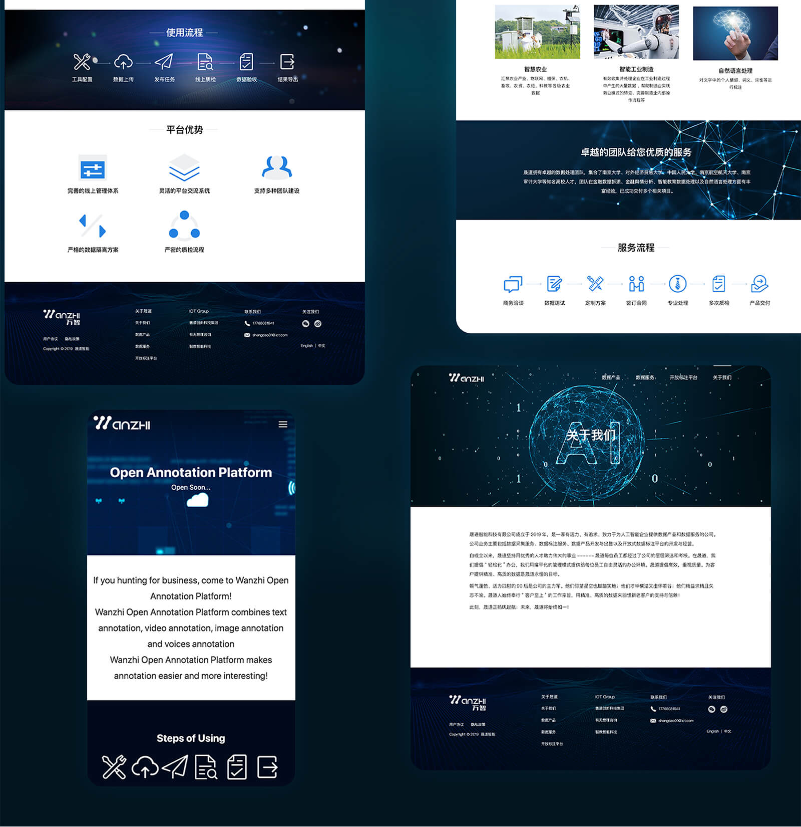 intelligent technology web design for service page 人工智能大数据网页设计